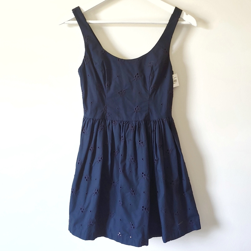 NWT Abercombie & Fitch eyelet navy sundress 00